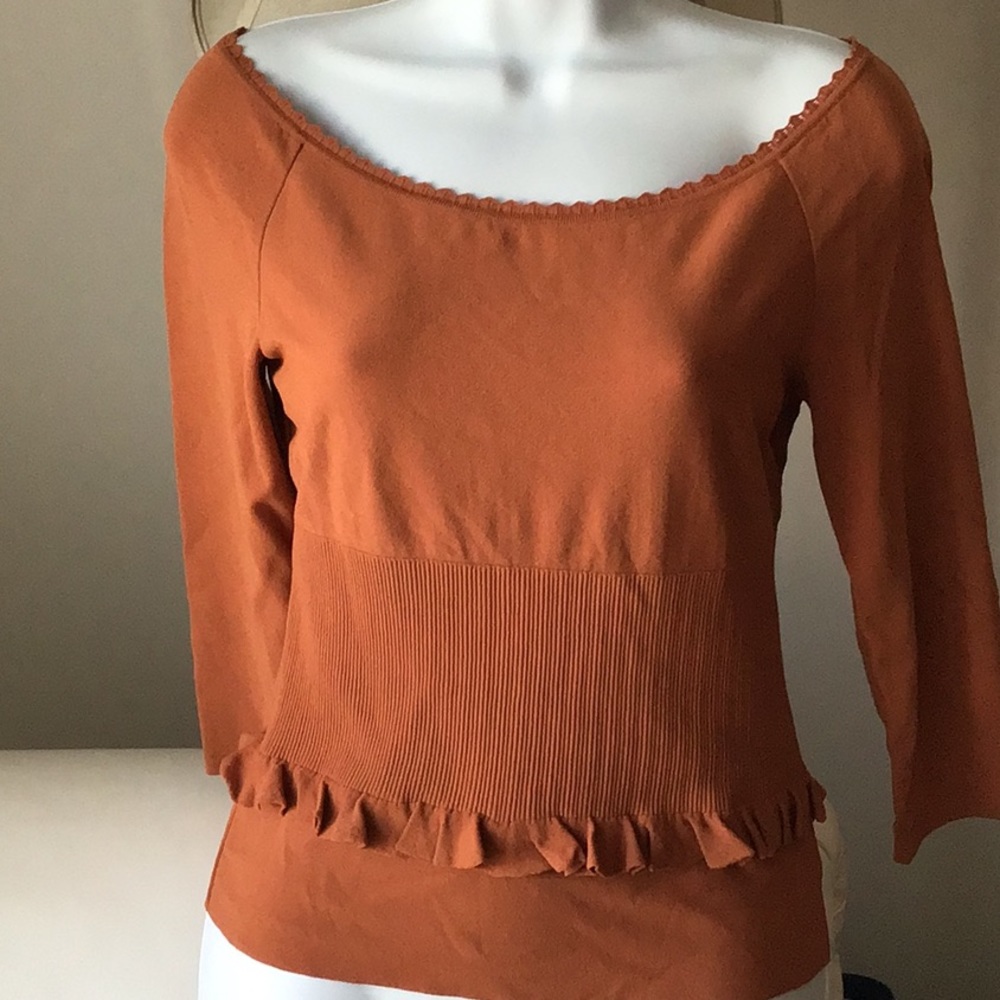 Valentino Burnt Orange Straight Leg Poplin Pants with Matching Sweater - Runway